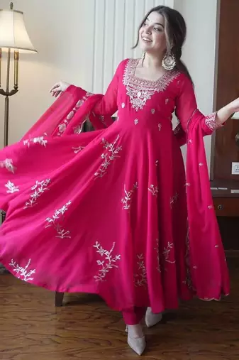 Designer fox georgette embroidered suit set
