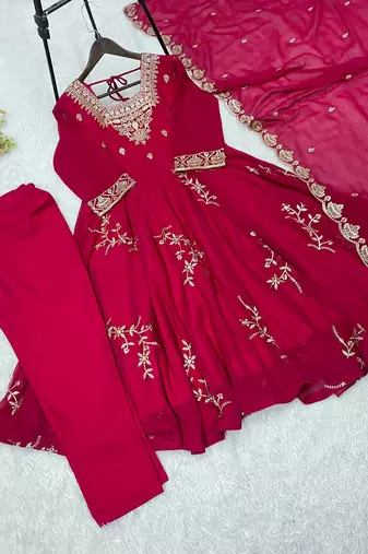 Designer fox georgette embroidered suit set