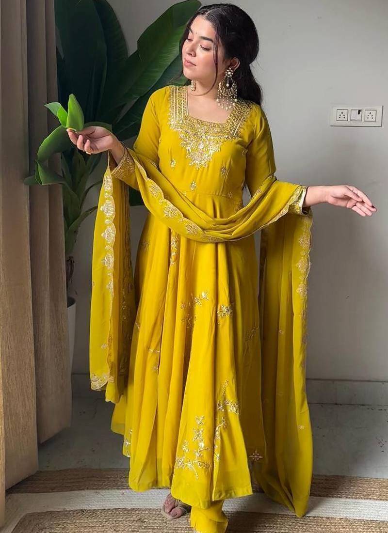 Designer fox georgette embroidered suit set
