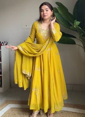 Designer fox georgette embroidered suit set 2
