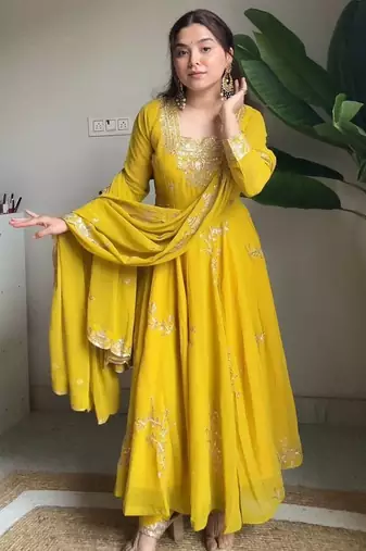 Designer fox georgette embroidered suit set