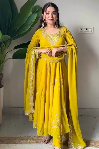 Designer fox georgette embroidered suit set