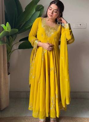 Designer fox georgette embroidered suit set 4