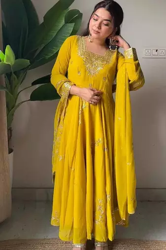 Designer fox georgette embroidered suit set