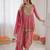 Designer onion pink crush mirror work top & dhoti set