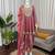 Designer onion pink crush mirror work top & dhoti set
