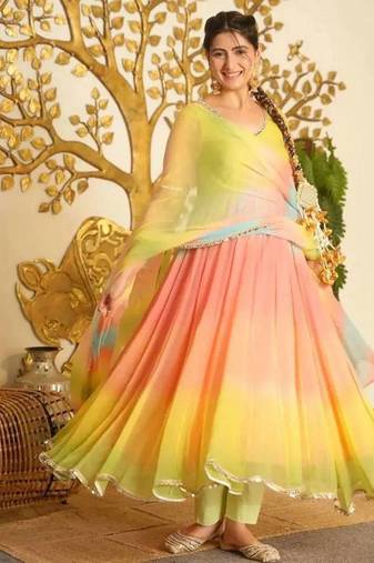 Designer faux georgette digital print anarkali set