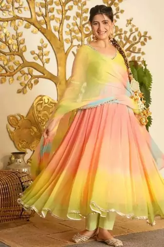 Designer faux georgette digital print anarkali set