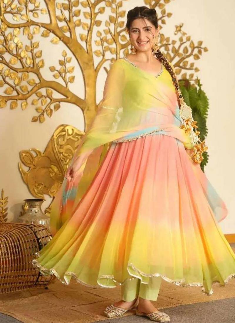 Designer faux georgette digital print anarkali set
