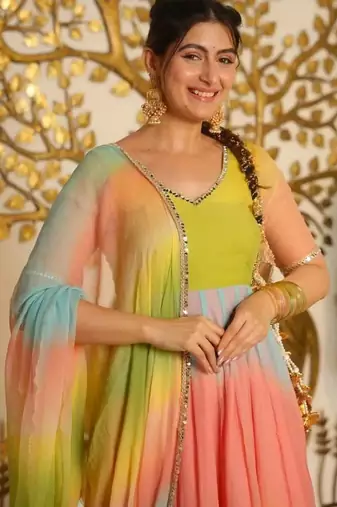 Designer faux georgette digital print anarkali set
