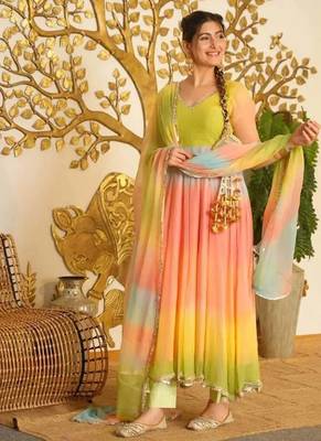 Designer faux georgette digital print anarkali set 3