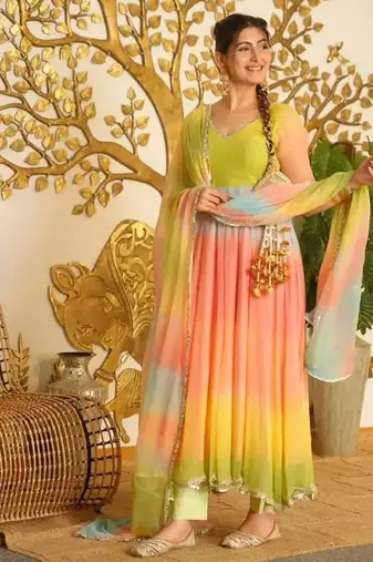 Designer faux georgette digital print anarkali set