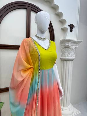 Designer faux georgette digital print anarkali set 4