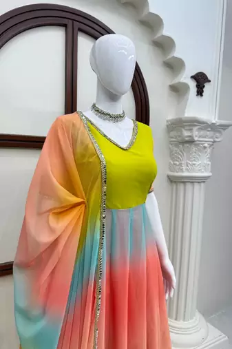 Designer faux georgette digital print anarkali set