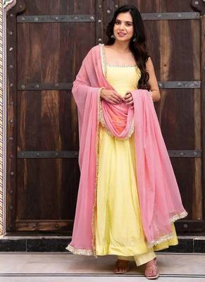 Designer faux georgette 7 meter flair anarkali set 1