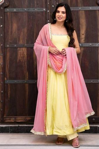Designer faux georgette 7 meter flair anarkali set