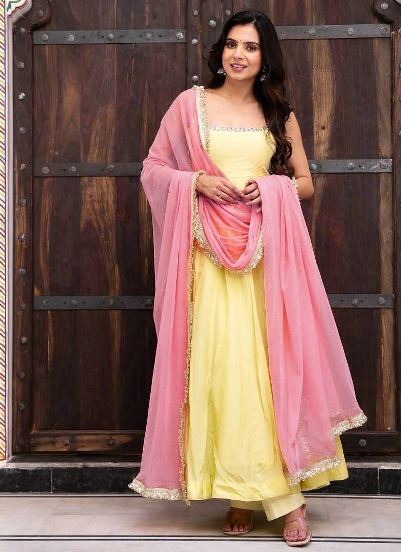 Designer faux georgette 7 meter flair anarkali set