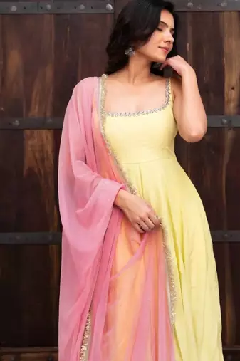 Designer faux georgette 7 meter flair anarkali set
