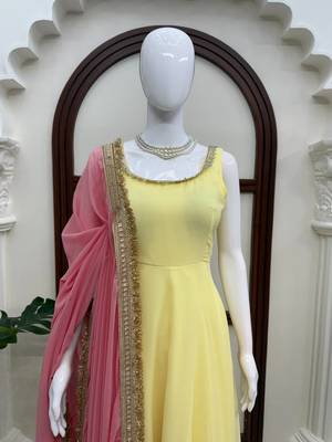 Designer faux georgette 7 meter flair anarkali set 4
