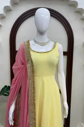 Designer faux georgette 7 meter flair anarkali set