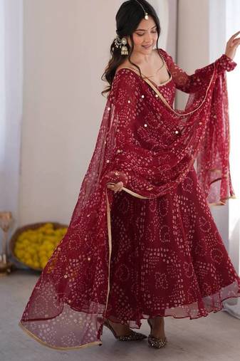 Designer digital print 7 meter flair anarkali set