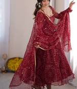 Designer digital print 7 meter flair anarkali set