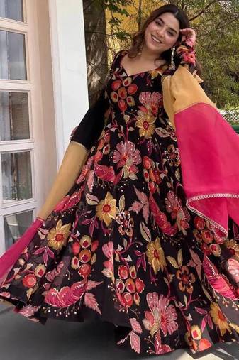 Designer tabby organza 7 meter flair anarkali set
