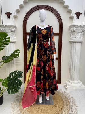 Designer tabby organza 7 meter flair anarkali set 2