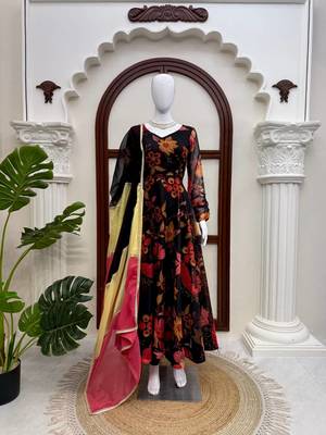Designer tabby organza 7 meter flair anarkali set 3