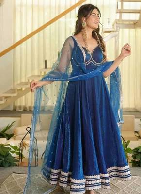 Designer fendy silk 7 meter flair gown set 1