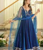 Designer fendy silk 7 meter flair gown set