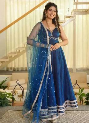 Designer fendy silk 7 meter flair gown set 2
