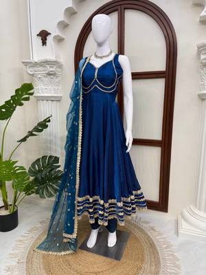 Designer fendy silk 7 meter flair gown set 3