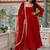 Red faux georgette 7 meter flair hand work anarkali set