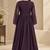 Wine faux georgette hand work flared gown with heavy dupatta