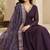 Wine faux georgette hand work flared gown with heavy dupatta