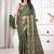 pemium olive green crepe all over woven zari design wedding and party wear saree with blouse