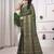 pemium olive green crepe all over woven zari design wedding and party wear saree with blouse