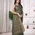 pemium olive green crepe all over woven zari design wedding and party wear saree with blouse