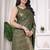 pemium olive green crepe all over woven zari design wedding and party wear saree with blouse