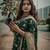 pemium dark green pure satin all over woven zari design wedding and party wear saree with blouse