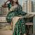 pemium dark green pure satin all over woven zari design wedding and party wear saree with blouse