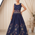Navy Blue Embroidered Chaniya Choli Set for Navratri & Garba with Mirror Work Koti Blouse