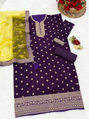 Purple embroidered viscose patiala salwar suit 5
