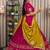 Women's Rani Pink Traditional Navratri Chaniya Choli with Border Embroidery & Heavy Contrast Yellow Dupatta Set