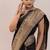 pemium black pure satin all over woven zari design wedding and party wear saree with blouse