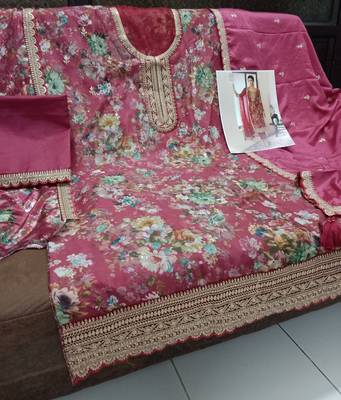 pink embroidered silk blend salwar suit 3
