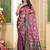 pemium pink and dark maroon pure satin all over woven zari design wedding and party wear saree with blouse