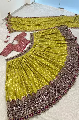 GAJI SILK TRENDY WEDDING WEAR LAHENGHA 