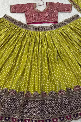 GAJI SILK TRENDY WEDDING WEAR LAHENGHA 